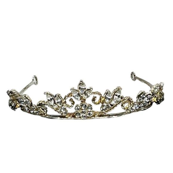 JL Johnson Bridals Tiara Sterling Silver Rhinestones Headbands Mini - Picture 1 of 7